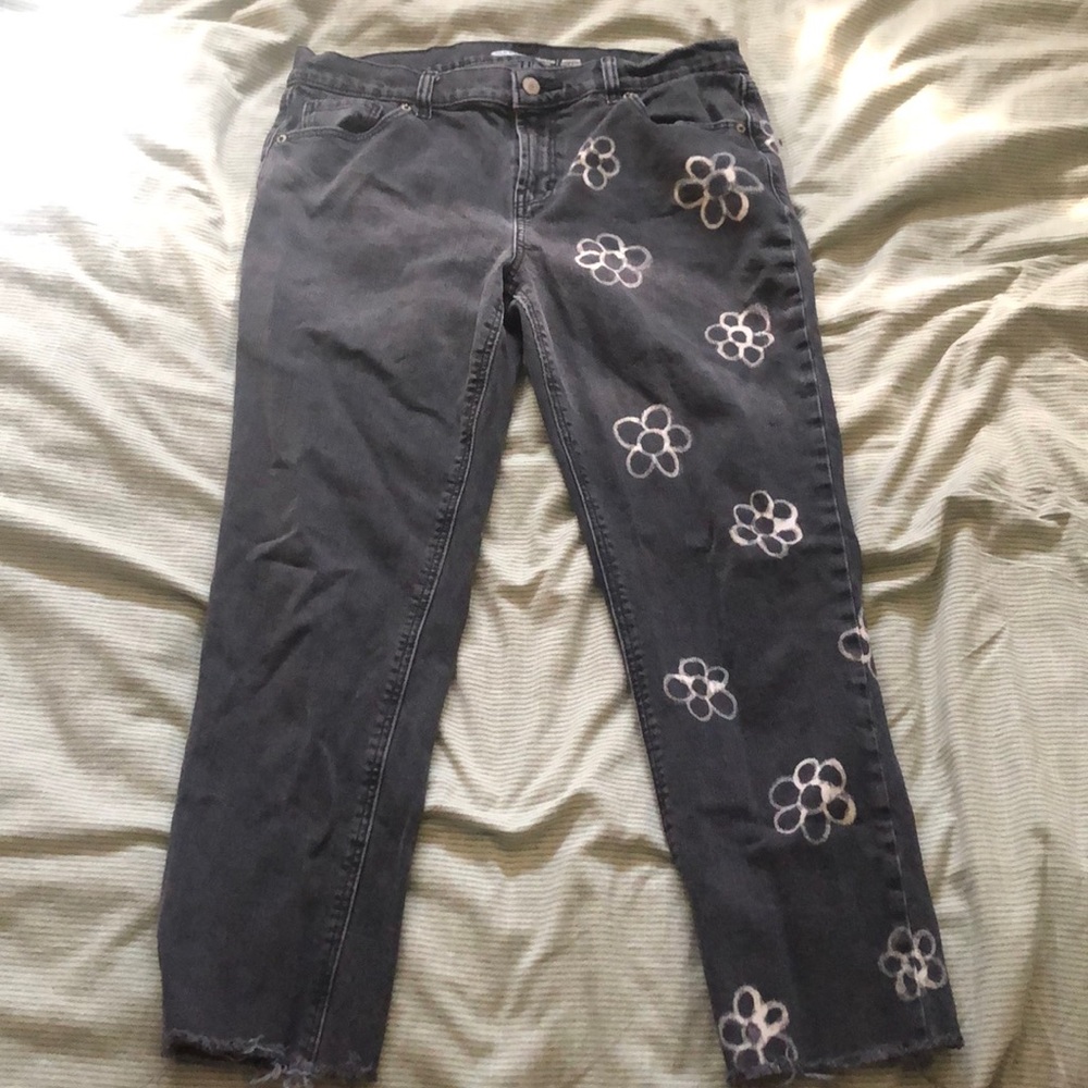 Custom bleached pattern jeans